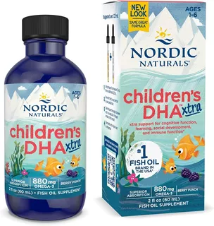 Aceite De Pescado Con Dha Xtra Para Niños + Omega 3 Nordic N Sabor Berry