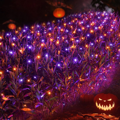 Joomer Luces Led Red Para Halloween Naranja Morado 8 Modos Naranja Y Violeta