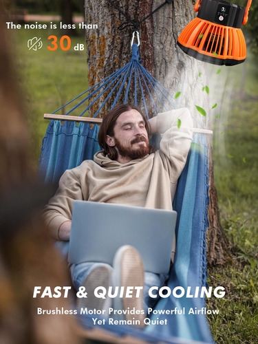 Dukuseek Ventilador Portátil De Camping Con Linterna Led