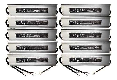 Imagem 1 de 3 de 10pçs Fonte Blindada Provadagua P/led 12v Ip67 300w 25a 220v