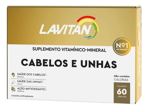 Lavitan Vitamina Para Cabelos E Unhas Com 60 Cápsulas Sabor Neutro
