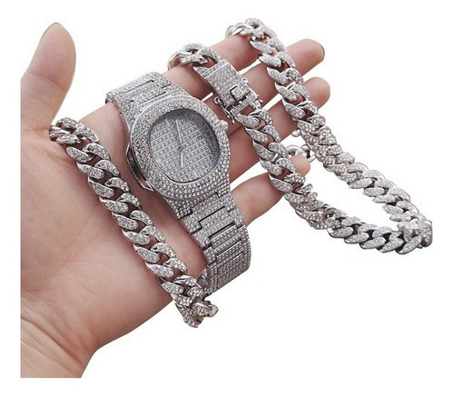 Collar De Pulsera De Reloj De Diamantes De Tres Piezas A