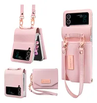 Comprar Vietao-funda De Cuero Para Samsung Galaxy Z Flip 4, 3, Z4, Z3, Z Flip 5, Funda De Teléfono Con Correa De Mano, Z Flip 6