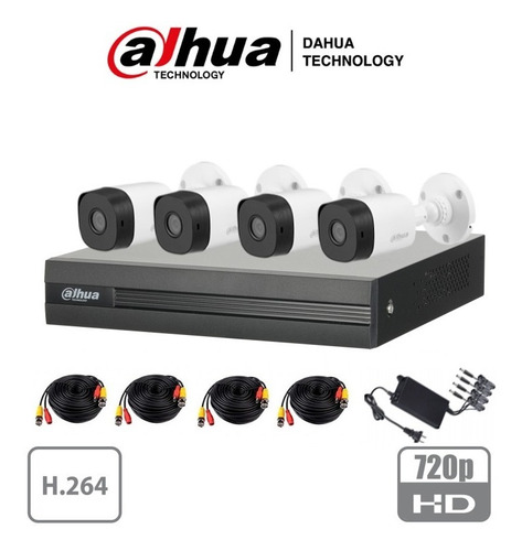 Imagen 1 de 3 de Dahua Cooper Dvr Kit 4 Camaras Xvr1a04 4canales 1mpx P2p