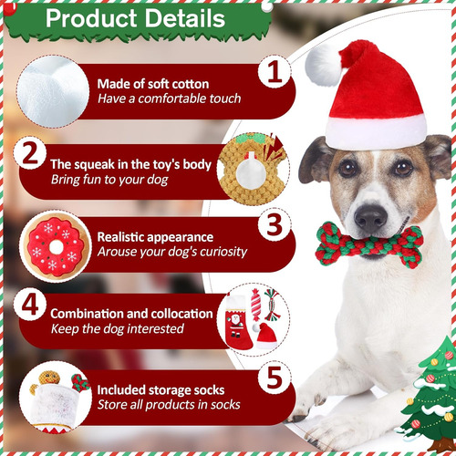 Juego De 8 Piezas De Juguetes Navideños Para Perros, Juguete