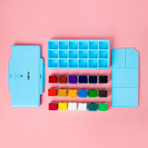 Imagen 5 de 7 de Himi Gouache Set De 18 Colores 30 Ml / Caja Celeste