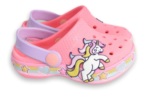 Imagen 1 de 6 de Zuecos Gomon Nena Infantil Personaje Unicornio Pets Verano