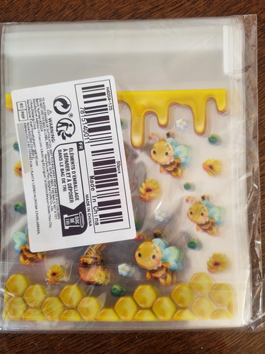 Bolsas Mini Celofán Abejitas 50 Piezas (13 Cms X 10cms) Amarillo Abejitas