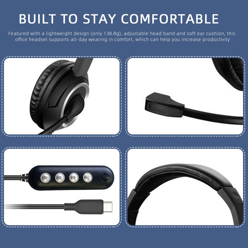 Fone De Ouvido Usb Com Fio Com Microfone Com Cancelamento De