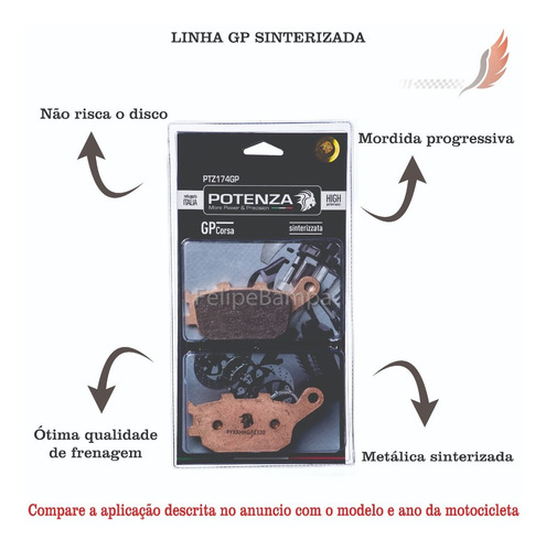 Pastilha Freio Potenza Sint Tras Yamaha Mt-09 Mt-07 174gp
