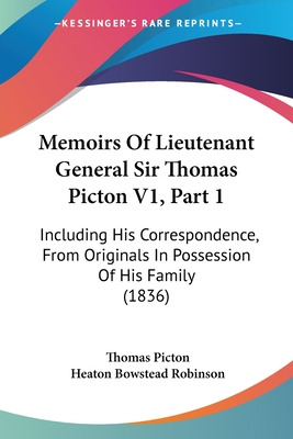 Libro Memoirs Of Lieutenant General Sir Thomas Picton V1,...