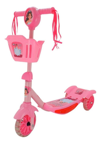Patinete Infantil Musical Rosa 3 Rodas Com Luzes Princesa Cor Rosa-claro