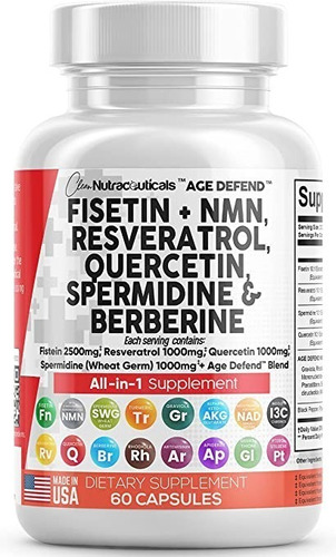 Fisetina 2500mg Quercetina 1000mg Resveratrol 1000mg 