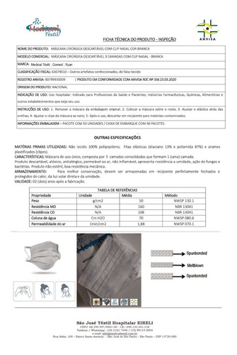 Imagem 5 de 5 de Máscara Hospitalar Tripla C/elástico Profissional Com 100un