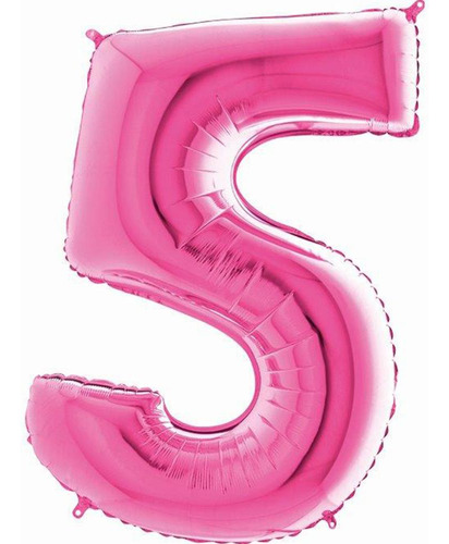 Balão Metalizado De Festa Número 5 Pink Rosa 101cm Un