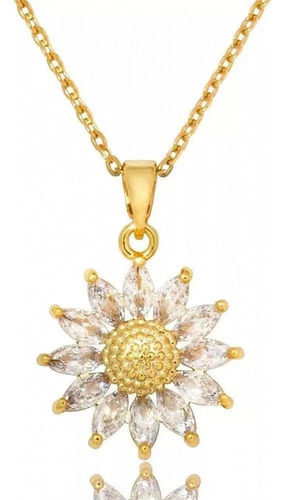 Y Collar De Girasol Para Mujeres Chapado En Oro De 14 K