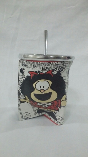 Mate Vidrio Goma Eva Mafalda Con Bombilla Quino