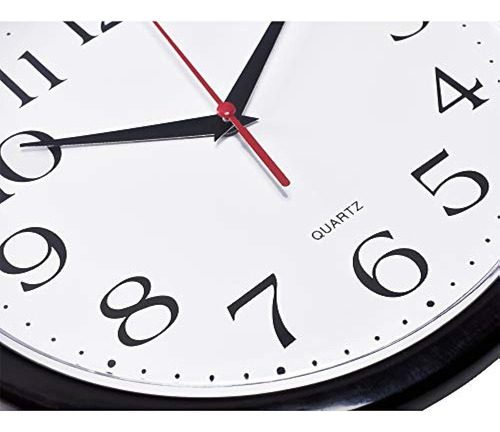 Bernhard Products Reloj De Pared Negro Silencioso Sin Tictac