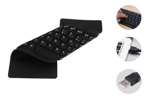 Teclado Flexível Silicone Usb Dobrável Notebook Pc Tablet