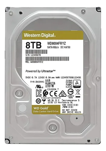 interno Western Digital WD Gold WD8004FRYZ 8TB ouro | MercadoLivre