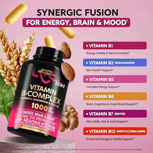 Nutraharmony Complejo Vitaminas B Con Vitamina C 60 Cápsulas