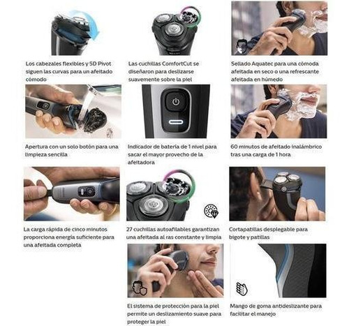 Imagen 3 de 6 de Afeitadora Recargable Philips Aquatouch S3122 Cortapatilla