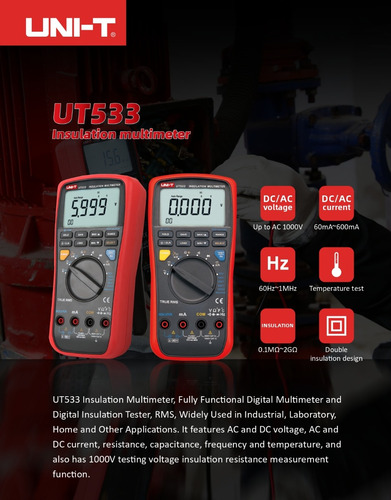 Multimetro Con Medidor Aislamiento 2gohms/1000v Ut533