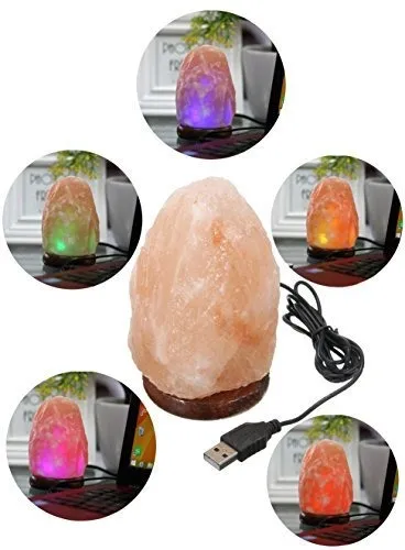 Lámpara De Sal Del Himalaya Con Led De Colores.