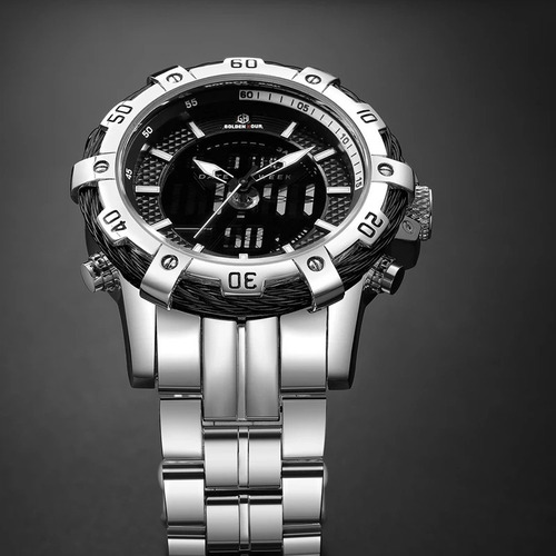 Relógio Masculino Golden Hour 121 Aço Prata