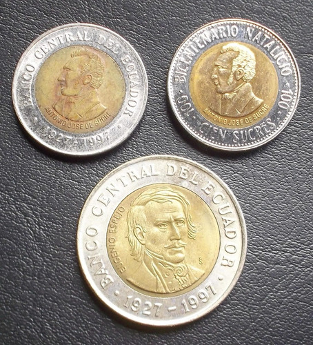 Ecuador - 100, 1000 Sucres 1995/1997 - Bimetálicas