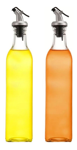 Set Aceitero Y Vinagrero 500ml  De Vidrio Con Pico Vertedor 