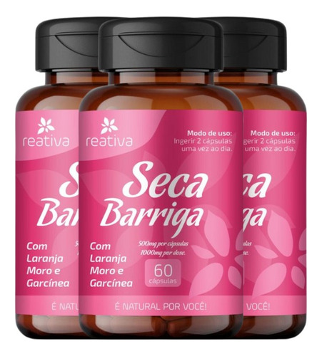 Kit 3 Seca Barriga 500mg Por Capsula Com Laranja Moro