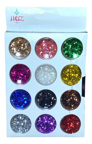 12 Glitter Flocado Decoração De Unhas Encapsular Maquiagem Cor Flocado Colorido