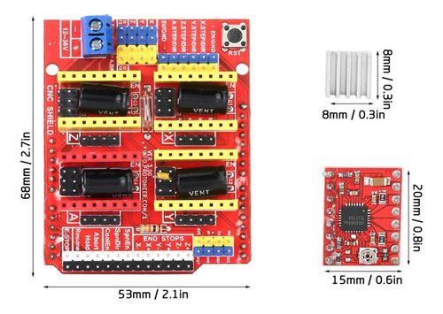 For Impresora 3d Cnc V3 Grabador Placa Expansión 3 Piezas