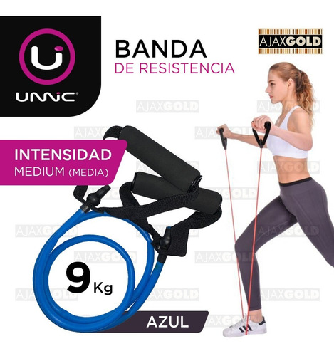 Imagen 2 de 7 de Banda Resistencia Manija Latex Tension Media Fitness Larga