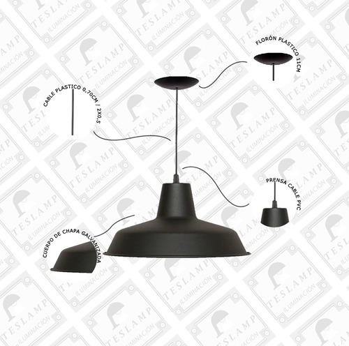 Imagen 3 de 8 de Pack X2 Lampara Colgante Campana Galponera Varios Colores