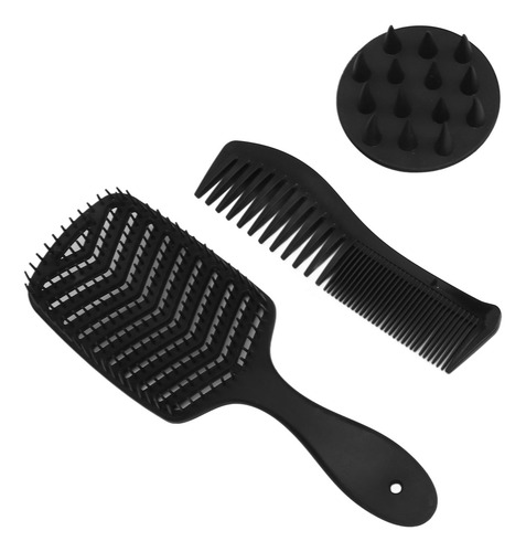 Escova De Cabelo Hollow Out, Conjunto De 3 Pentes, Pente Fác