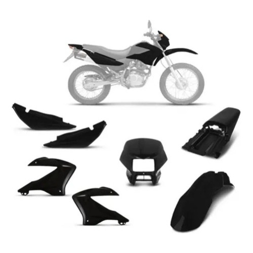 Kit Plásticos Honda Bros 150 03/08 Negro 7p Pro Tork Ourway