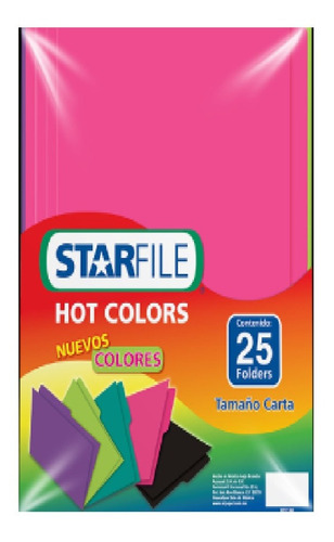 Folder Carta Bitono Star File Paquete Con 25 Piezas De Color