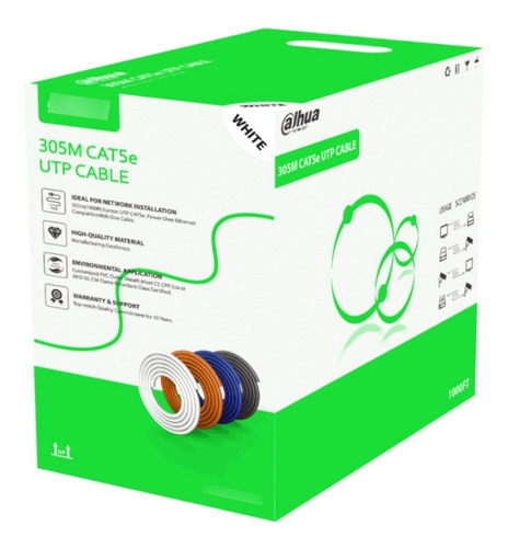 Bobina Cable Utp Dahua Cat 5e Blanco 305m Matko Seguridad