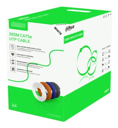 Bobina Cable Utp Cca Dahua Cat 5e Blanco 305m