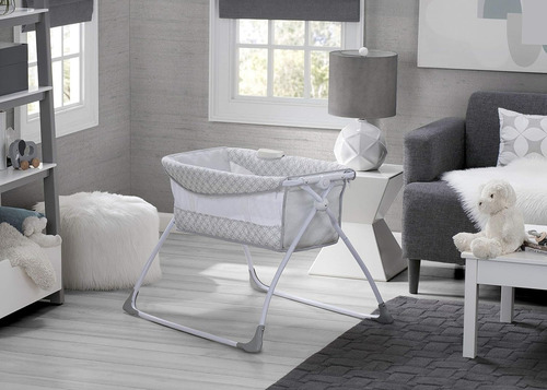 Cuna Moises Para Bebe Con Luz Sonido Delta Children Gris Diseño Circulos