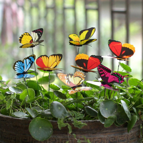 25 Estacas Mariposas Al Aire Libre Jardín Maceta Maceta Cama