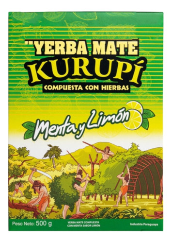 Yerba Mate Kurupí Menta Y Limón Importada De 500g Pack 10u