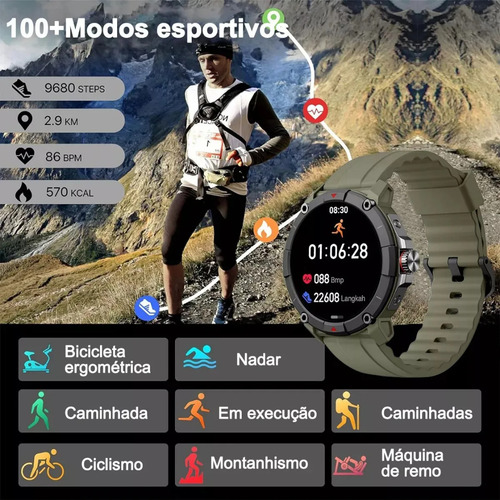Smartwatch Maxs Oasis Gps C Strava E Alexa Á Prova D'água Militar Mesh Sport Verde-musgo Verde Militar