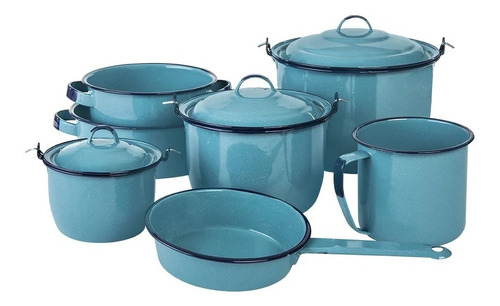Imagen 1 de 10 de Batería De Cocina Popular 10 Piezas De Peltre Cinsa