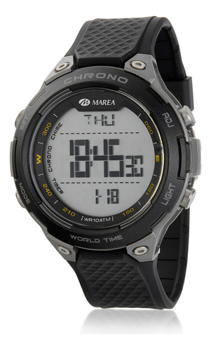 Reloj Digital Marea Watch B44107 Deportivo Sumergible Correa Negro Bisel Negro Fondo Gris