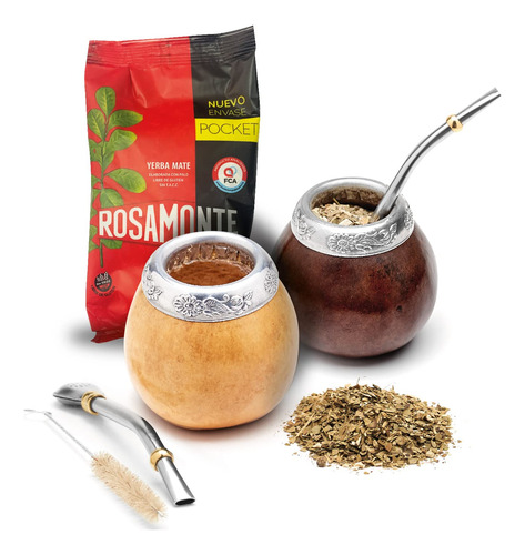 Balibetov Juego De 2 Calabazas Yerba Mate Y 1 Paquete De 3.5