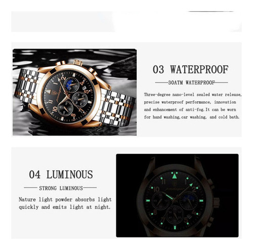Reloj Poedagar Classic Calendar De Cuarzo Inoxidable