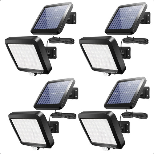 Pack 4 Focos Solares Potentes 250 Watts Carcasa Negro Luz Blanco Frío